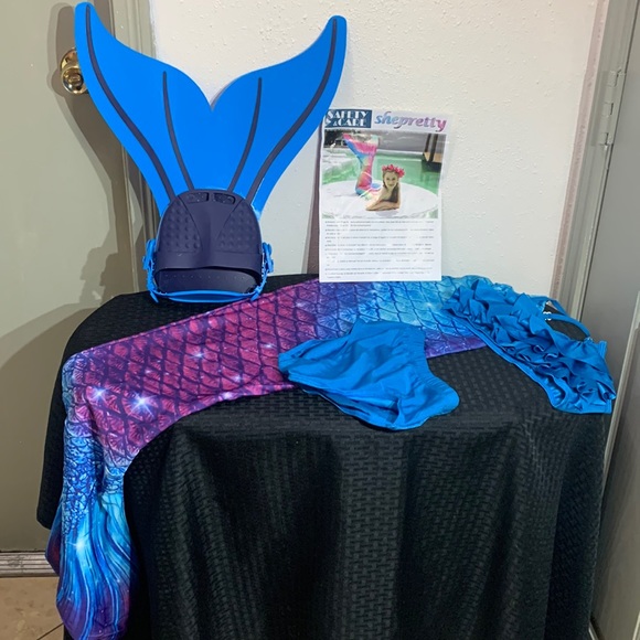 She Pretty Mermaid Tails with Mono Fin Sparkle Mermaid Swimsuit for Kid New - Picture 3 of 8